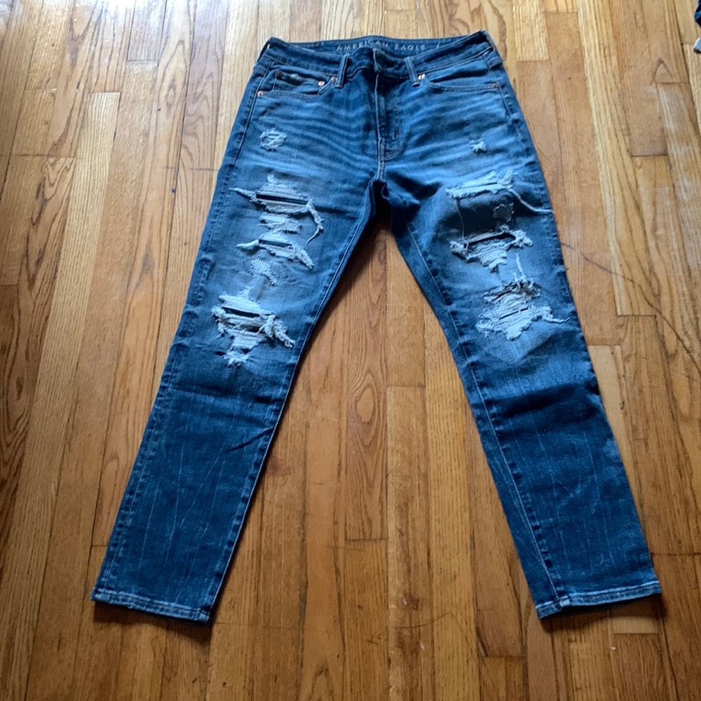 American Eagle air flex + temp tech Blue Denim Distressed Pants